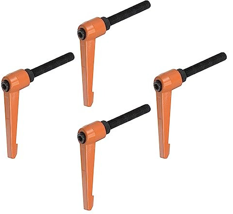 QUARKZMAN 4 Stück Klemmhebel Griff M10 x 50mm Außengewinde Schrauben Spritzbeschichter Kohlenstoffstahl Verstellbare Handgriffe Spannhebel Befestigung für Werkzeugmaschinen Geräte, Orange