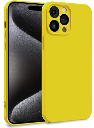 MyGadget Cover per iPhone 15 Pro Max - Custodia in Silicone Morbido a Doppio Strato – Case con Protezione Fotocamera & Fodera Interna Antigraffio - Giallo