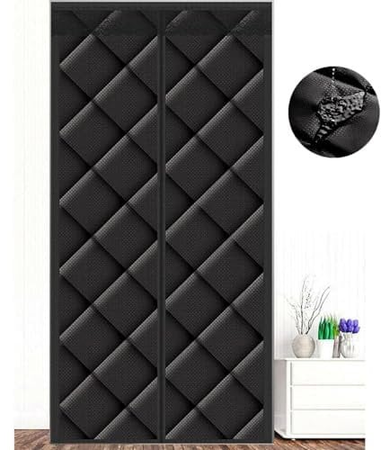 ZHhan Magnetic Thermal Insulated Door Curtain, Energy-Saving Privacy-Protecting Windproof,with Waterproof Cotton Curtain for Heater Room, Living Room,Easy to Insulated(Dark Black,100x210cm)