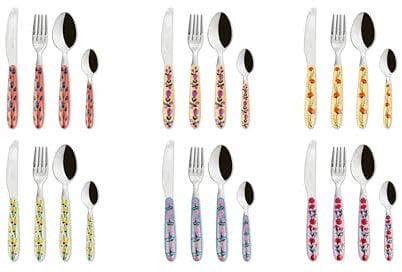 Excelsa Arles Set 24 Posate Multidecoro, Acciaio INOX, Manico in Plastica