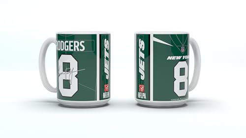NFL New York Jets Aaron Rodgers Kaffeebecher Kaffeetasse Tasse 15oz 450ml Player Jersey Trikot