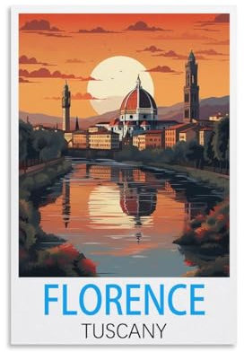 Florenz Toskana Vintage-Reiseposter, 20 x 30 cm, Leinwand-Kunst, Wandbild, Gemälde, Dekoration, Wohnzimmer, Schlafzimmer, Dekoration