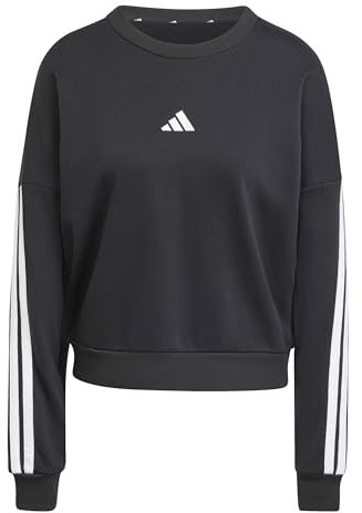 adidas Donna Essentials 3-Stripes French Terry Sweatshirt, Black/White, XL