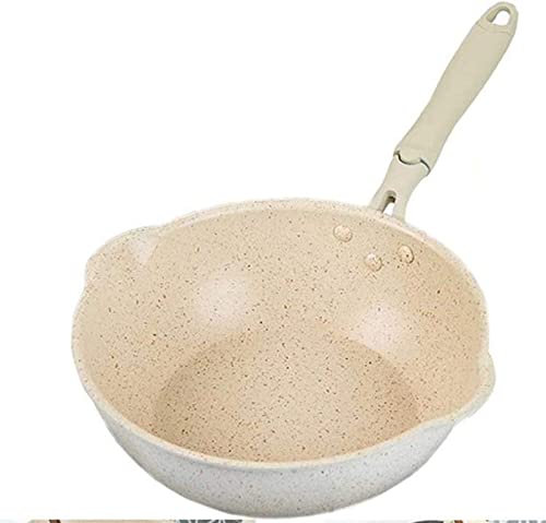 DDKYHU 20 cm Maifan Stone Wok Padella Antiaderente Padelle in Alluminio Wok per Uso Domestico Giapponese Cucina Pentola per la Colazione (Colore : Bianco, Dimensioni : 20cm) (White 20cm)