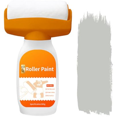 Wandreparatur RollbüRste, 500g Wandreparaturroller Farbe, 2 in 1 Wandfarbe ausbessern weiß, Wandreparatur Rollbürste mit wandreparaturpaste für Küche, Schlafzimmer, Wohnzimmer und Spielzimmer, Grau