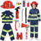 Disfraz de Bombero para Niños, 13 Piezas, Juegos de Rol, Disfraces de Halloween, Juguete para 3 a 5 Años, Fiestas de Máscara, Ejercicios de Fuego, Escuela y Casa (110 cm)