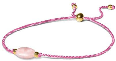 PURAJA Edelstein Armband Damen | Rosenquarz | Mit 18k echt vergoldeten Edelstahl Perlen | Handgemacht | Glücksarmband Damen | Mutmacher
