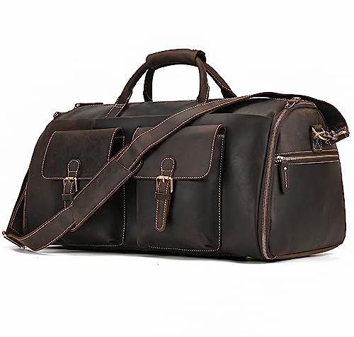 LUUFAN Echtleder-Kleidertasche Großvolumige Reisetasche mit Schuhfach, Anzugtragetasche für Damen und Herren, Sport- und Wochenendtasche für Übernachtungen