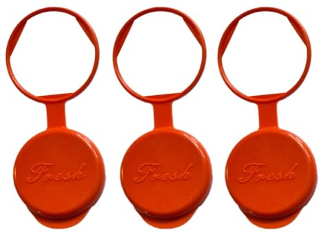 Orange Juice Bottle Tops - 3 Reusable Orange Juice Bottle Lids - Made in the UK. Perfect Fit for UK 1-Pint Glass Bottles. Durable, Eco-Friendly, Fully Recyclable Plastic Bottle Lids