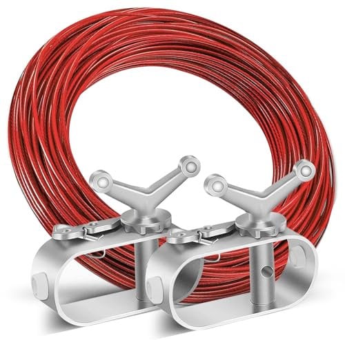 Hukermoon Tendeur de Câble Métallique, Treuil Bache Piscine, Cordon Bâche Piscine avec 2 Tendeur de Fil Acier, Ø 2 mm Longueur 40 m, Tendeurs de Câble en Acier pour Accessoires Bâche de Piscine (B)