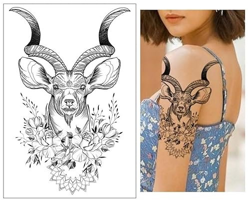 Temporäres Antilopen Tattoo Hirsch Tattoo Tier Tattoo Fake Tattoo Festival T017