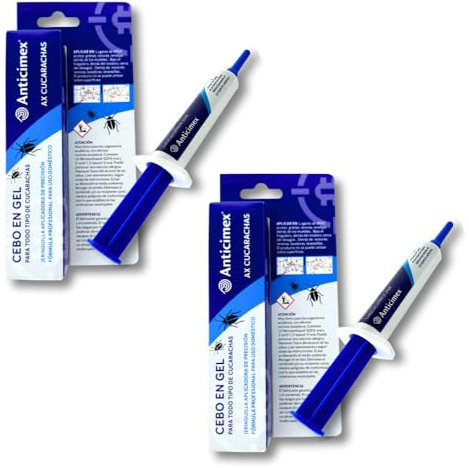 ANTICIMEX Pack 2 Gel Cucarachas 20 g | Jeringa de Alta Eficacia para Eliminar Colonias | Apto para Todo Tipo| Uso Profesional | Trampa Mata Cucarachas