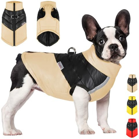 YOUYIKE Hundemantel für Hunde, Hundekleidung, Hundemantel Wasserdicht Hundejacke Winter Warme Jacke für Kleine Mittelgroße Hunde Hundebekleidung Warm Haustier Kleidung für Kaltes Wetter (Khaki, L)