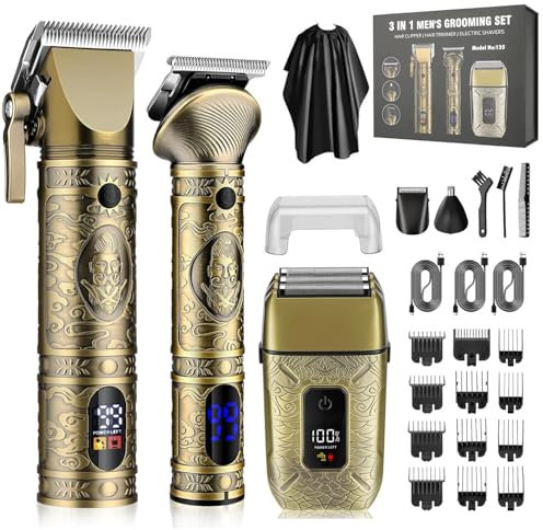 Haarschneidemaschine Profi,Barttrimmer Nasenhaartrimmer, Clipper und Trimmer Set,Rasierer Herren Elektrisch, Folienrasiermaschinen für Männer