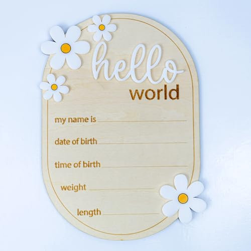 Holzschild Hello World für Neugeborene, Kinderzimmer-Dekoration (A63)
