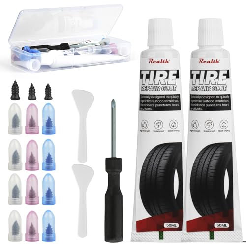 Pegamento Neumatico 100ml, Reparación de Neumáticos Sellador, con Clavos de Reparación Neumáticos de Tres Tamaños, Kit de Reparación de Neumáticos para Automóviles/Bicicletas/Motocicletas