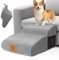 Myiosus Escalier pour Chien à 2 Marches, Escalier pour Animaux en Éponge Haute Densité 30D avec Housse en Amovible et Lavable, Marche pour Chienpour Lit & Canapé, Gris
