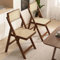 GAOCUNBING 2 Artikel Rattan-Klappstuhl, tragbare Esszimmerstühle für den Innenbereich, Mid-Century-Vintage-Holzstuhl mit Rattan-Imitat-Rückenlehne, stapelbarer Zusatzstuhl Walnut