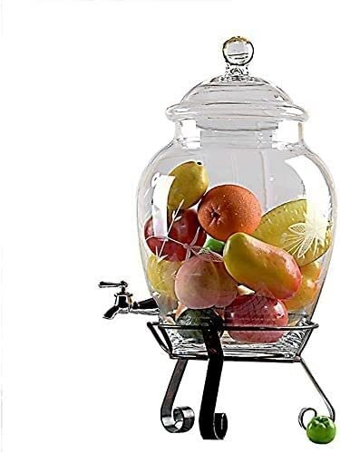 CWCQGH Bierzapfanlage, Biereimer 6L/10L Getränkezapfanlage | Mit Easy-Flow-Tülle | Metallhalterung | Glasabdeckung Transparentes Glas,10l