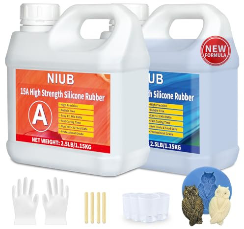 NIUB 15A 2,3kg Silicone liquido per stampi,Gomma Siliconica per Stampi, kit per la realizzazione di stampi in silicone, silicone per stampi non tossico, alta resistenza alla rottura - Blu