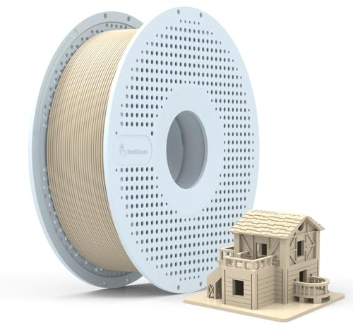 NextShapes PLA Filament 1,75mm mit Wiederverwendbarem Spulen, 1kg Holzfarbe | Abnehmbar und Einfach zu Verwenden Anfängerfreundlich, 3D Druckfilament für Bambu Lab und die Meisten 3D Drucker