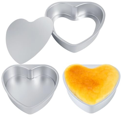 3 stampi per torte a forma di cuore, in lega di alluminio da 25,4 cm, con fondo rimovibile, per torte fai da te, ideali per matrimoni, compleanni e San Valentino