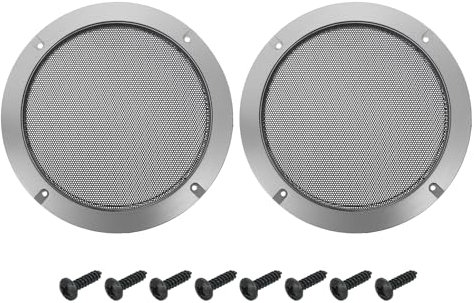 sourcing map 2 Pcs 6.5inch Black Speaker Grill Mesh Metal Woofer Guard Protector Dust Cover Iron Gray Decorative Circle ABS Frame with Screws for Home Audio Car Speaker Replacement