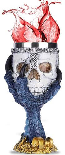 BAYINBROOK 3D Calice Teschio in Acciaio Inox, Calice Gotico a Forma di Teschio, Idea Regalo Halloween Creativa, Bicchiere Unico in Stile Vintage (D)