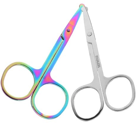 STOBAZA Nasenhaar Und Bartschere Edelstahl Rundspitze 2 Stück Präzises Trimmen Für Herren Gesichtshaare Heim Und Profi Nutzung Geschenkoption