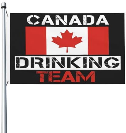 Garten Fahnen Waschbar Dekoration Flagge Canada Drinkings Team Kanadisches Bier Alkohol Party Lichtbeständige Hanging Flag Für Draußen Bar Drinnen 90X150Cm