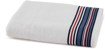 Tommy Hilfiger - Duschtuch, White (Weiß), Frottee, 480 g/m², 100% Baumwolle, gestreifter Webrand, leicht und saugfähig, 70 x 140 cm