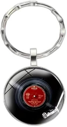 CMJ™ Vinyl Record Player Stylus Keyring Records Music Album LP Glass Dome Keychain