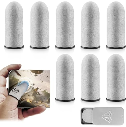 Ufdeoton 8 Stück Gaming Finger Sleeve,Gaming Handschuhe, Ultra-empfindliche Atmungsaktive Fingerhandschuhe, Schweißfeste Gaming-Daumenhülle, Finger Sleeve Daumenhülsen für Touchscreen Spiel Mobile