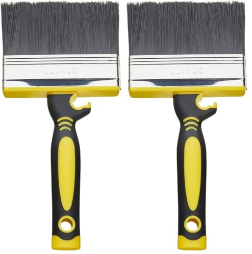 Fit For The Job 4 inch Block Brush, Masonry Brush for Rapid Painting with Smooth & Textured Masonry Paints on Brick, Breeze Block, Render, Pebbledash & More, Large Paintbrush (Pack of 2)