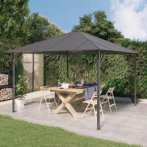 Runheo Abri de Jardin 3x3 m Anthracite avec Toit en Polyester pour terrasse Patio Balcon Cour Piscine Camping et événements extérieurs