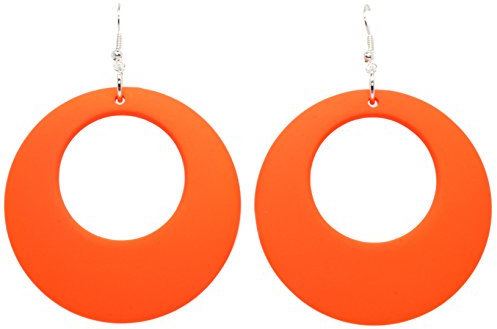 Bluebubble DISCO FEVER 56mm Large Round Neon Hoop Earrings - 32 Colours Available (Dayglow Orange) with Gift Bag