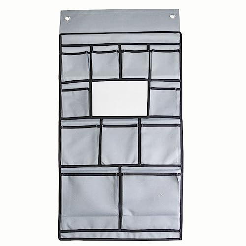 Wohnwagen-Hängeorganizer Hängeregal mit 11 Fächern und Spiegel 90 x 45 cm, Aufhängung Ösen Klettverschluss oder Keder Hängeaufbewahrung Hänge Organizer Camping Organizer Hängend Zelt Outdoor Vorzelt