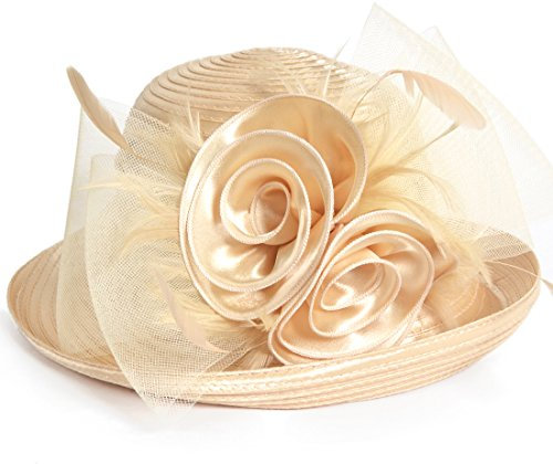 Dame Derby Kirche Britische Tee-Party Hochzeit Sonnenhüte S608 (Aprikose)