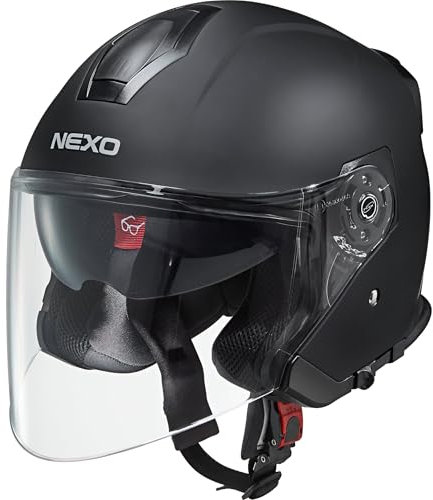 Nexo Jethelm Motorradhelm Helm Motorrad Mopedhelm Jethelm Travel 2.0 mattschwarz S, Unisex, Chopper/Cruiser, Ganzjährig, Thermoplast, matt schwarz