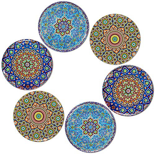 BOHORIA Premium Design Untersetzer 6er Set Dekorative Untersetzer fur Glas, Tassen, Vasen, Kerzen auf ihrem Holz-, Glas- oder Stein- Esstisch Boho Edition,Mosaique