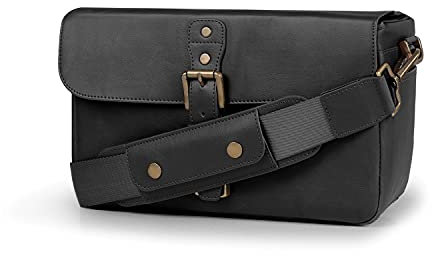MegaGear MG1524 Kameratasche - Kuriertasche aus Leder für Spiegellose, Sofortbild - und DSLR Kameras - Schwarz