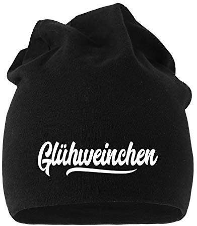 MoonWorks® Jersey Beanie Damen Ginderella Wodkahontas Trinkerbell Alkohol Glühwein Mütze Glühweinchen schwarz Unisize