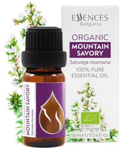 Essences Bulgaria BIO Winter-Bohnenkraut Ätherisches Öl 10ml | Satureja montana | 100 % Naturrein | Unverdünnt | BIO-zertifiziert | Spitzenqualität aus Familienbetrieb | Ohne Gentechnik