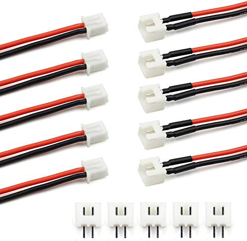 5 Pairs JST-XH 2.54mm 1S 2 Pin Balance Plug Lead Socket Male and Female Connector with 10cm Silicone Wire Cables for Woodland Just Plug Lights 3D Printer
