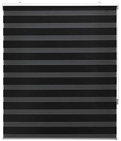 Blindecor Rollo nach Maß für Nacht und Tag, schwarz, 155 x 250 cm (Breite x Höhe), Stoffgröße 152 x 245 cm, Nacht- und Tagesrollo
