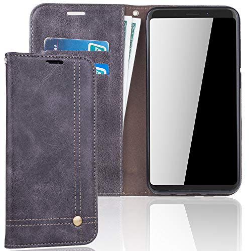 König Design Handyhülle Kompatibel mit Wiko View XL Handytasche Schutzhülle Tasche Flip Case mit Kreditkartenfächern - Grau