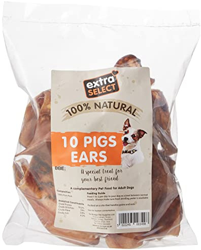 Extra Select Pigs Ears Tasty Dog Treat Chews- Pack of 1