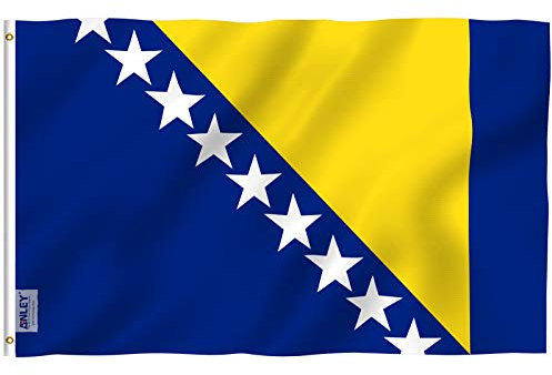 Anley Fly Breeze 3x5 Feet Drapeau de la Bosnie-Herzégovine - Couleur vive et résistant à la décoloration UV - en-tête en Toile et Double Couture - Drapeaux de Bosnie-Herzégovine Polyester
