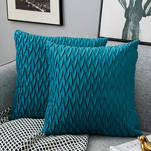 Yamonic Kissenbezüge Set Samt Soft Solid Dekorative Kissen Fall für Sofa Schlafzimmer 40cmx40cm 2er Pack für Couch Bett Sofa Stuhl Schlafzimmer Wohnzimmer, Türkis