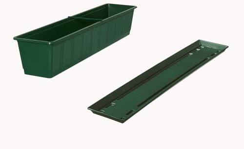 Fuchs seit 1895 Balkonkasten Standard mit passendem Untersetzer, Farben:dunkelgrün, Länge:100 cm